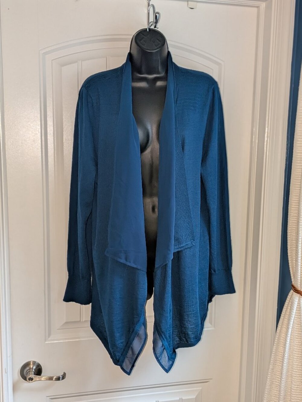 Lane Bryant Blue Open Front Draped Waterfall Cardigan - Size 14/16